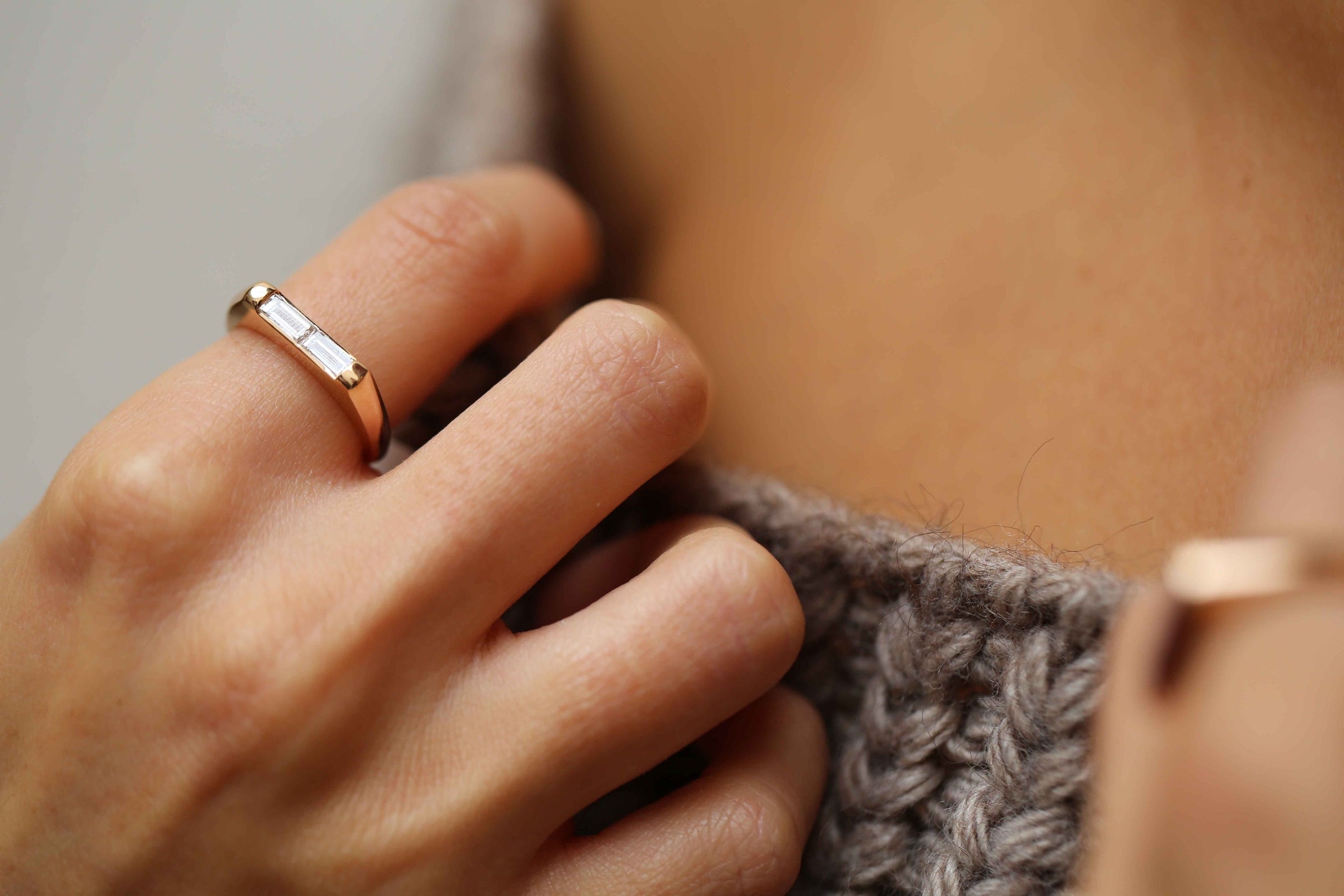 Ubuntu Line Baguette Diamond Ring
