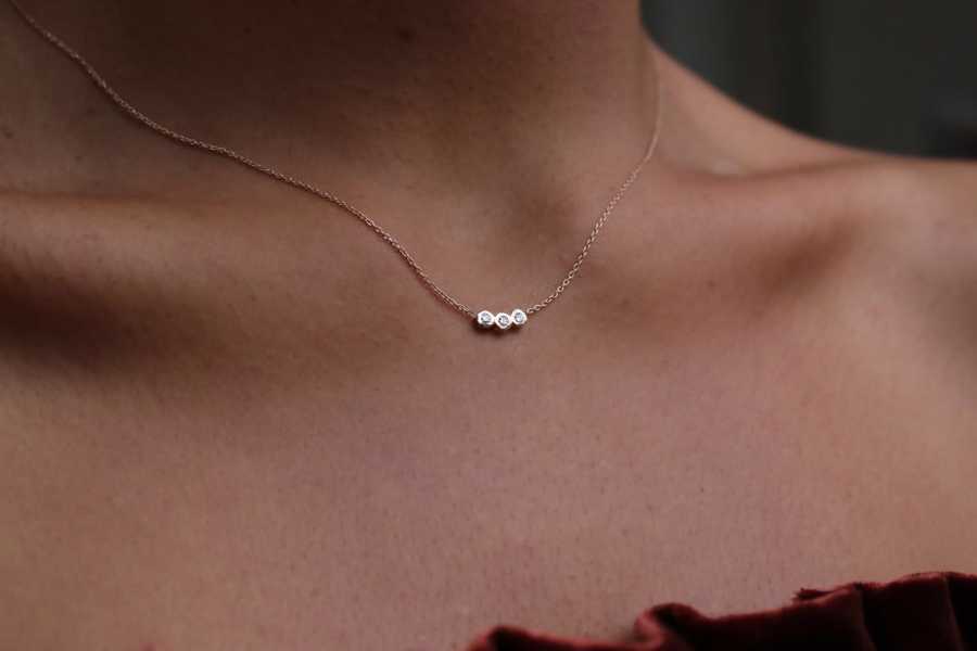 Mini Three Stone Diamond Necklace