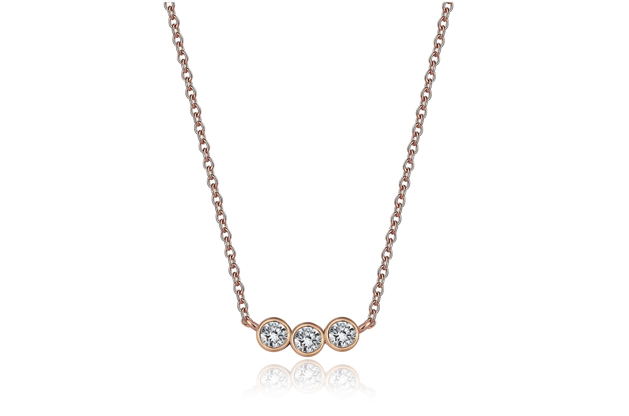 Mini Three Stone Diamond Necklace